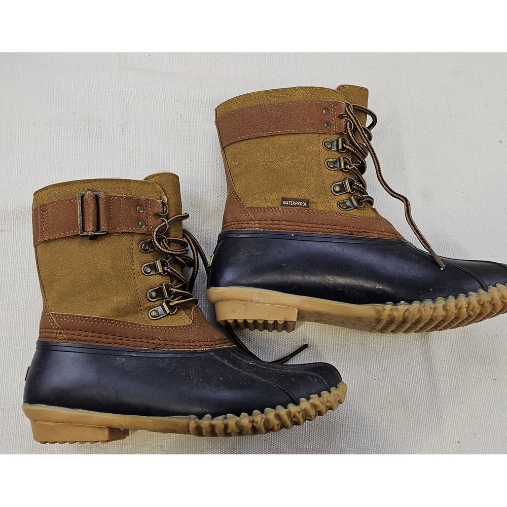 JBU by Jambu Windsor Waterproof Duck Boots Brown Navy Faux Fur Lined Womens‎ 6M - Picture 3 of 9